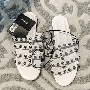 White studded sandals